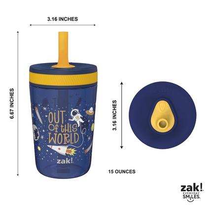 Imagem de Conjunto de copos Zak Designs Kelso 450 ml à prova de vazamentos com palha para crianças
