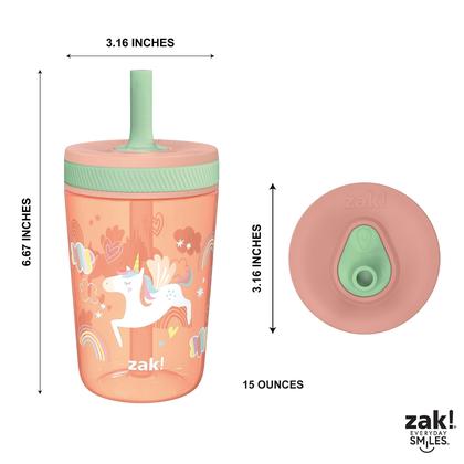 Imagem de Conjunto de copos Zak Designs Kelso 450 ml Unicorn Kids, conjunto de 2 peças