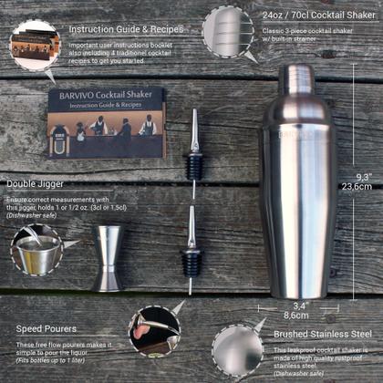 Imagem de Conjunto de coqueteleiras Barvivo 710 ml com jiggers e despejadores duplos