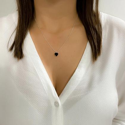 Imagem de Conjunto de Coração com Zircônia Preta em Prata 925