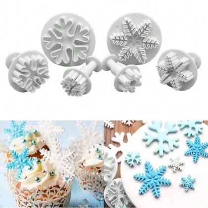 Imagem de Conjunto De Cortadores De Biscoito De Natal 3 Peças: Moldes De Flocos De Neve E Engrenagens Para