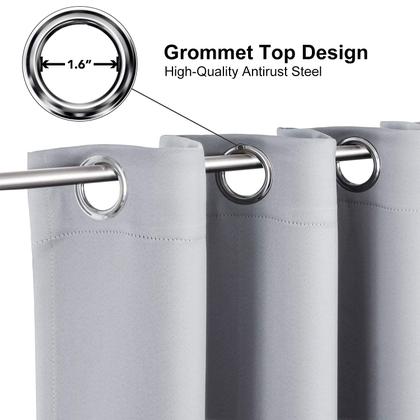 Imagem de Conjunto de cortinas Blackout ChrisDowa, 229 cm de comprimento, 2 painéis, cinza claro