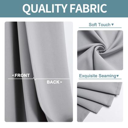 Imagem de Conjunto de cortinas Blackout ChrisDowa, 229 cm de comprimento, 2 painéis, cinza claro