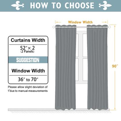 Imagem de Conjunto de cortinas Blackout ChrisDowa, 229 cm de comprimento, 2 painéis, cinza claro