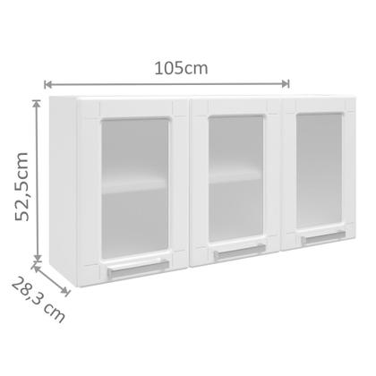 Imagem de Conjunto de Cozinha 3 Peças CZM04 com Balcão 3 Portas 1 Gaveta 6112 Bertolini Branco 