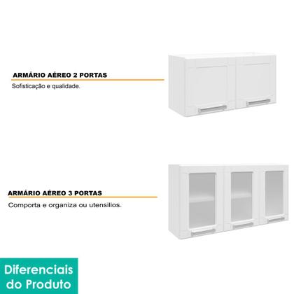 Imagem de Conjunto de Cozinha 3 Peças CZM04 com Balcão 3 Portas 1 Gaveta 6112 Bertolini Branco 