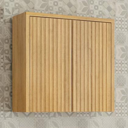 Imagem de Conjunto de Cozinha Armário Paneleiro 4 Portas com Nicho e 2 Armários Aéreo Ripado Torino