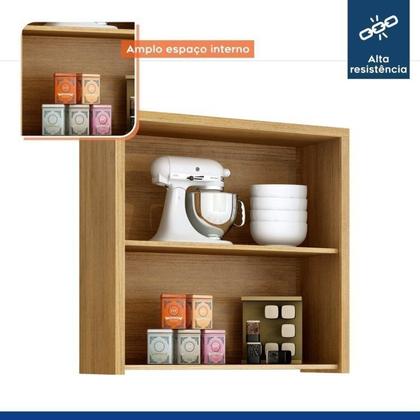 Imagem de Conjunto de Cozinha Armário Paneleiro 4 Portas com Nicho e 2 Armários Aéreo Ripado Torino