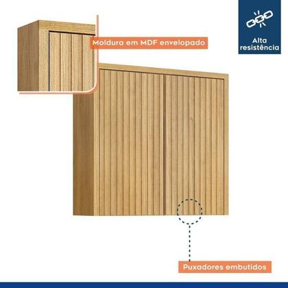 Imagem de Conjunto de Cozinha Armário Paneleiro 4 Portas com Nicho e 2 Armários Aéreo Ripado Torino