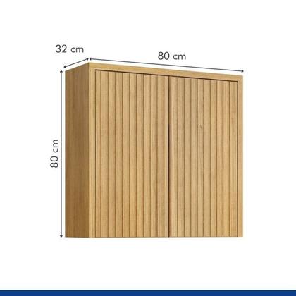 Imagem de Conjunto de Cozinha Armário Paneleiro 4 Portas com Nicho e 2 Armários Aéreo Ripado Torino