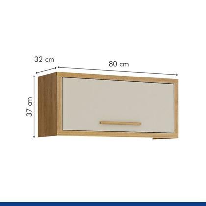 Imagem de Conjunto de Cozinha Armário Paneleiro 4 Portas com Vidro e 2 Armários Aéreo Ripado Torino