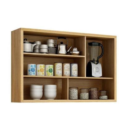 Imagem de Conjunto de Cozinha Armário Paneleiro 4 Portas com Vidro e 2 Armários Aéreo Ripado Torino