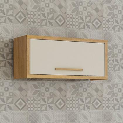 Imagem de Conjunto de Cozinha Armário Paneleiro 4 Portas com Vidro e 2 Armários Aéreo Ripado Torino