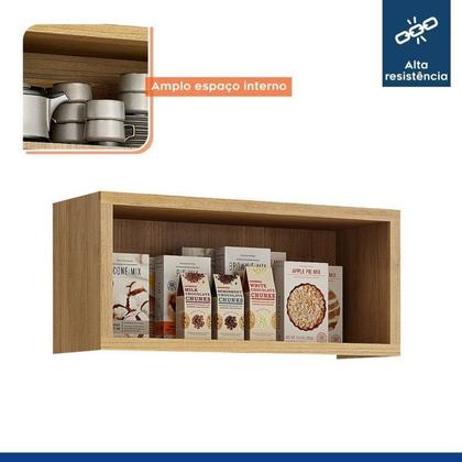 Imagem de Conjunto de Cozinha Armário Paneleiro 4 Portas com Vidro e 2 Armários Aéreo Ripado Torino