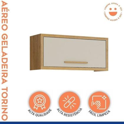 Imagem de Conjunto de Cozinha Armário Paneleiro 4 Portas com Vidro e 2 Armários Aéreo Ripado Torino