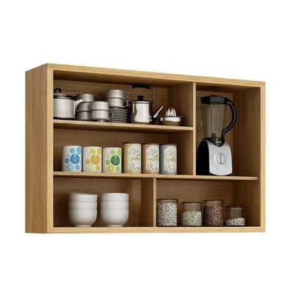 Imagem de Conjunto de Cozinha Armário Paneleiro 4 Portas com Vidro e 2 Armários Aéreo Ripado Torino