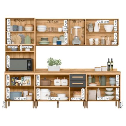 Imagem de Conjunto de Cozinha Bergamo Modulado com 14 Portas 2 Gavetas