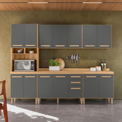 Imagem de Conjunto de Cozinha Bergamo Modulado com 14 Portas 2 Gavetas