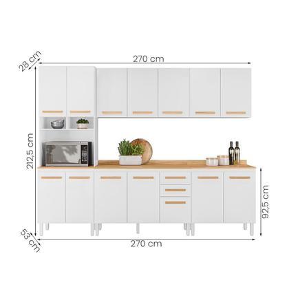 Imagem de Conjunto de Cozinha Bergamo Modulado com 14 Portas 2 Gavetas