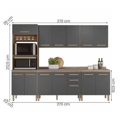 Imagem de Conjunto de Cozinha Celeste Modulado com 13 Portas 2 Gavetas