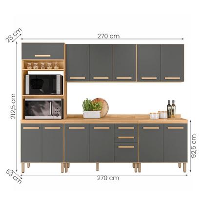 Imagem de Conjunto de Cozinha Celeste Modulado com 13 Portas 2 Gavetas