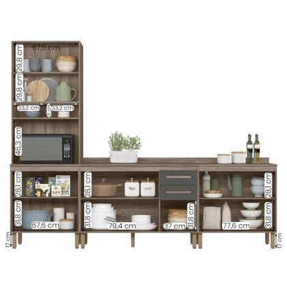 Imagem de Conjunto de Cozinha Lidiane Modulado com 9 Portas 2 Gavetas