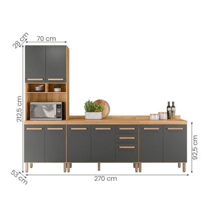 Imagem de Conjunto de Cozinha Lidiane Modulado com 9 Portas 2 Gavetas