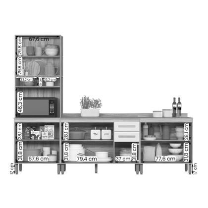 Imagem de Conjunto de Cozinha Lidiane Modulado com 9 Portas 2 Gavetas