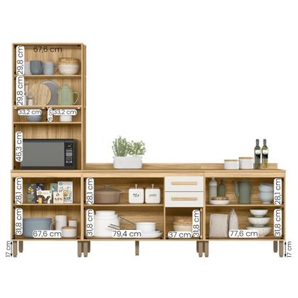 Imagem de Conjunto de Cozinha Lidiane Modulado com 9 Portas 2 Gavetas