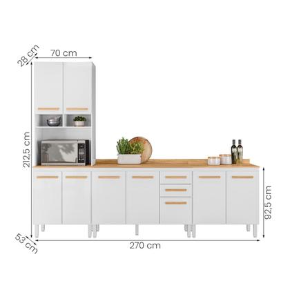 Imagem de Conjunto de Cozinha Lidiane Modulado com 9 Portas 2 Gavetas
