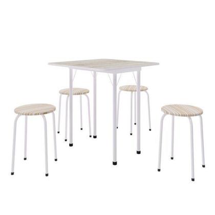 Imagem de Conjunto de Cozinha Mesa Dobrável Asti 100 Narita e 4 Banquetas Redondas