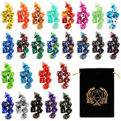 Imagem de Conjunto de dados DND Coyeekn 175 Polyedron Dice 25 cores com bolsa