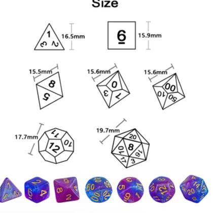 Imagem de Conjunto De Dados Para Rpg Com Sete Dados Dd