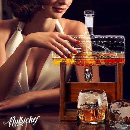 Imagem de Conjunto de decantadores de uísque NutriChef Glass 1100ml com copos