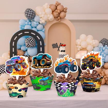 Imagem de Conjunto de decoração de cupcake Monster Truck Theme 48 unidades