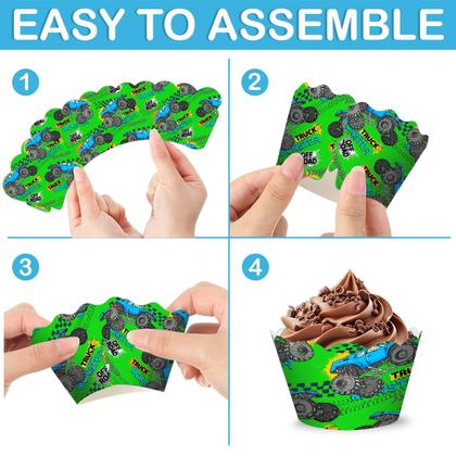 Imagem de Conjunto de decoração de cupcake Monster Truck Theme 48 unidades