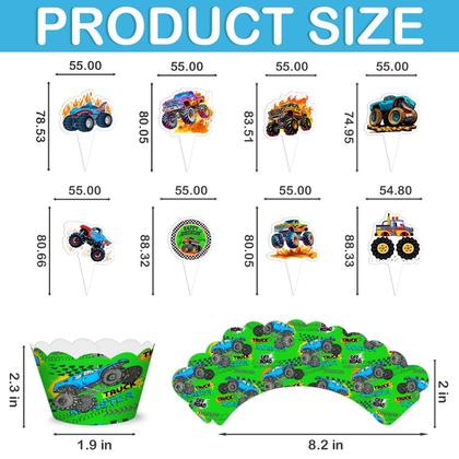 Imagem de Conjunto de decoração de cupcake Monster Truck Theme 48 unidades
