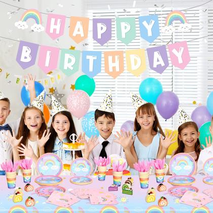Imagem de Conjunto de decoração de festa Buryeah Rainbow Birthday 30 Guests