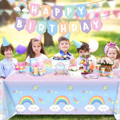 Imagem de Conjunto de decoração de festa Buryeah Rainbow Birthday 30 Guests