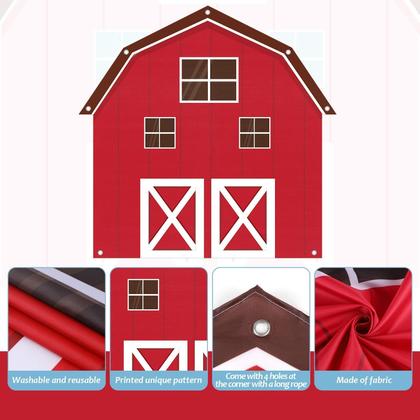 Imagem de Conjunto de decoração de festa de animais de fazenda Pano de fundo de fazenda, balão de vaca, guirlanda, kit de arco, balões temáticos de fazenda, cabine de fotos, fotografia, decoração de fundo para aniversários de Halloween, crianças, suprimentos para festas de chá de bebê