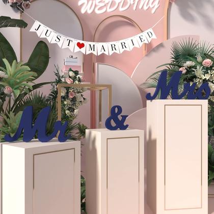 Imagem de Conjunto de decorações de casamento VIOPVERY Large Blue Mr and Mrs Sign