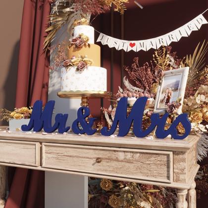 Imagem de Conjunto de decorações de casamento VIOPVERY Large Blue Mr and Mrs Sign