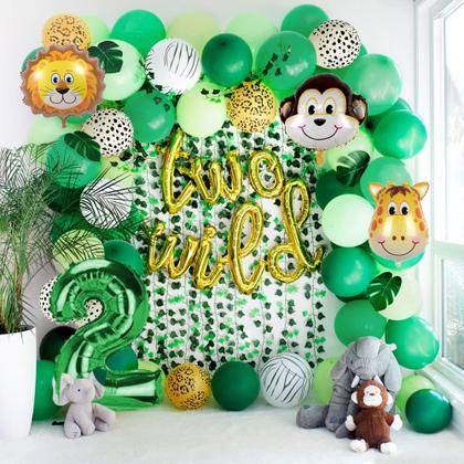 Imagem de Conjunto de decorações de festa com tema Safari Birthday Jungle de 1 ano