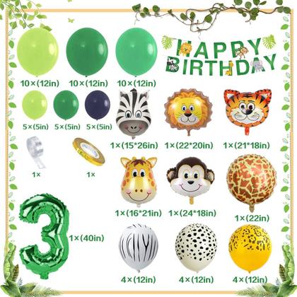 Imagem de Conjunto de decorações de festa com tema Safari Birthday Jungle de 1 ano