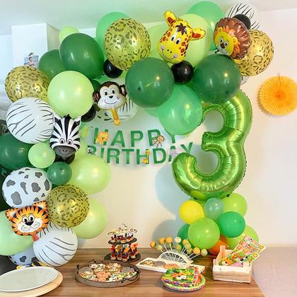 Imagem de Conjunto de decorações de festa com tema Safari Birthday Jungle de 1 ano