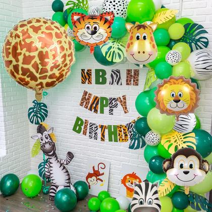 Imagem de Conjunto de decorações de festa com tema Safari Birthday Jungle de 1 ano