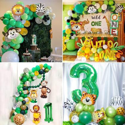 Imagem de Conjunto de decorações de festa com tema Safari Birthday Jungle de 1 ano