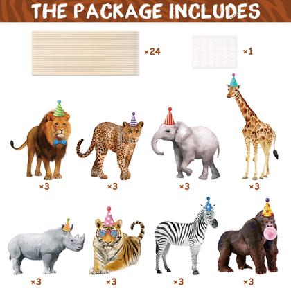 Imagem de Conjunto de decorações de festa Safari Animals Jungle Theme (24 unidades)