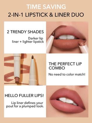 Imagem de Conjunto de delineador labial e batom de longa duração SHEGLAM Warm Nutmeg