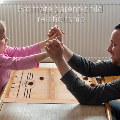 Imagem de Conjunto de discos Fast Sling de madeira Juegoal 4 em 1 para jogos de tabuleiro com xadrez